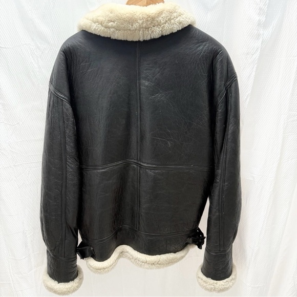 USAF Jacket Mens Black Type G-8 Shearling Bomber Sheepskin Flight Vintage Large - Picture 3 of 16